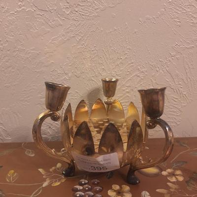 silverplated lotus flower with candle holders
