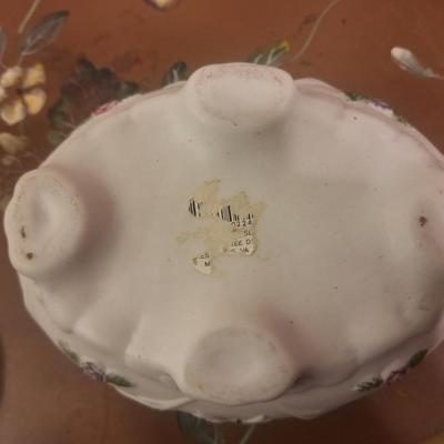 porcelain bisque trinket box rose pattern