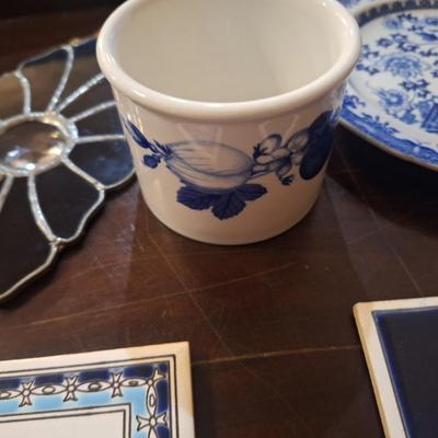 misc bundle of ceramic tiles, dishes and other