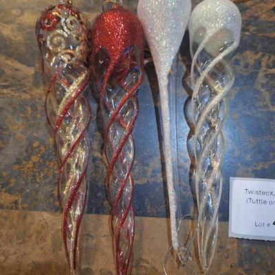 glitter icicle glass ornaments