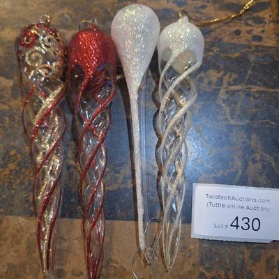 glitter icicle glass ornaments