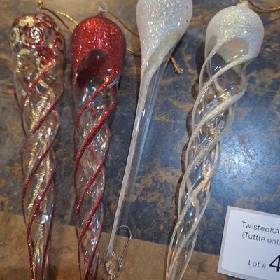 glitter icicle glass ornaments