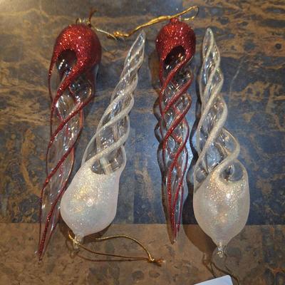 glass spiral icicule Christmas ornaments