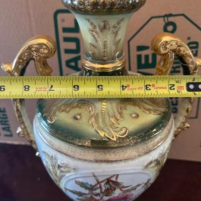 Porcelain Covered Center Urn with Hand-Painted Floral Decoration (See Description)