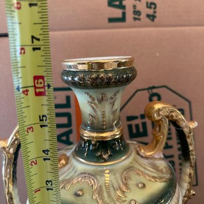 Porcelain Covered Center Urn with Hand-Painted Floral Decoration (See Description)