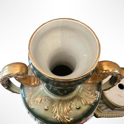 Porcelain Covered Center Urn with Hand-Painted Floral Decoration (See Description)