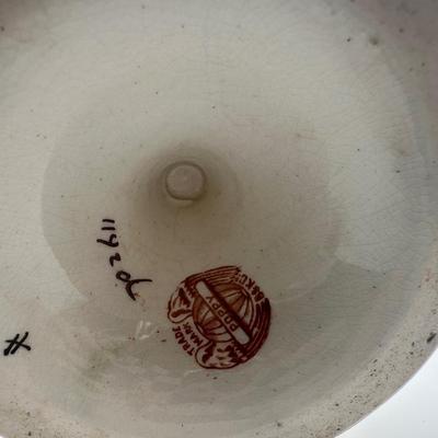 Pair of Porcelain Hand-Painted Floral Vases with Gilt Handles