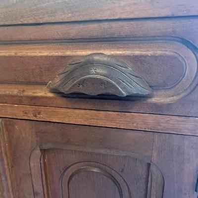 Vintage Wooden Washstand Cabinet on Casters