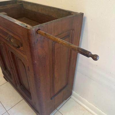 Vintage Wooden Washstand Cabinet on Casters