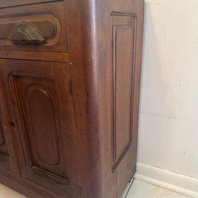Vintage Wooden Washstand Cabinet on Casters