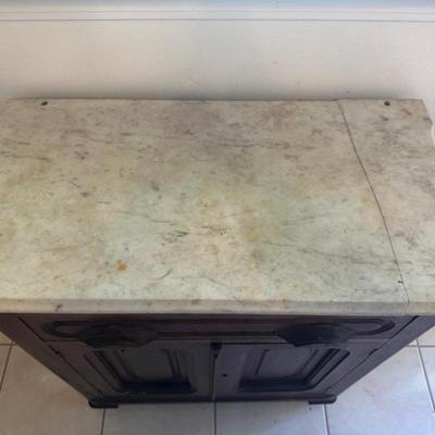 Vintage Wooden Washstand Cabinet on Casters