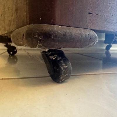 Vintage Wooden Washstand Cabinet on Casters