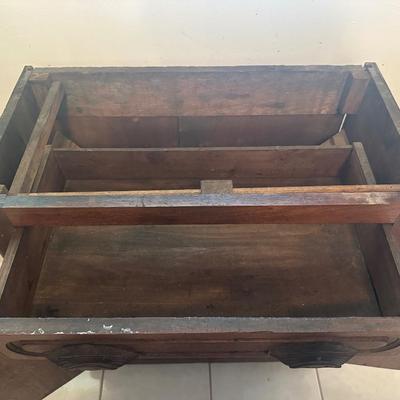 Vintage Wooden Washstand Cabinet on Casters