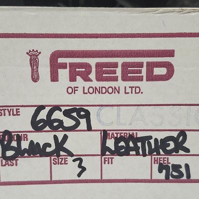 Freed of London Style 6659 Classic Black Leather T Strap Dance Heels Womens Size 3 With Box