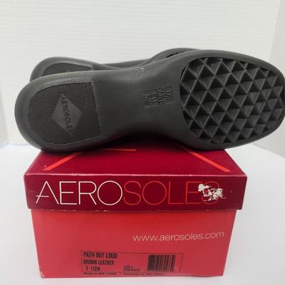 Aerosoles Path Out Loud Brown Leather Slip On Loafers Womens Size 7 1/2 B With Box