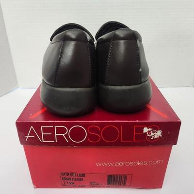 Aerosoles Path Out Loud Brown Leather Slip On Loafers Womens Size 7 1/2 B With Box