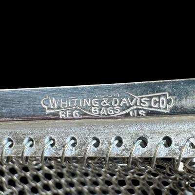 Sale Photo Thumbnail #333: Includes a mesh Deco style purse/wristlet with cabochon, and a lapis toggle necklace. Age related wear. The beaded necklace measures 17”L. [VY]