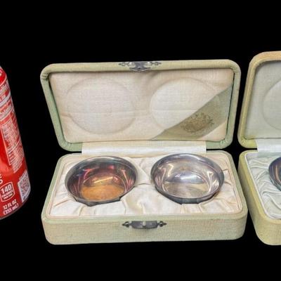 Sale Photo Thumbnail #336: [91g] These Meiji Period salt cellars are marked on the base. The marking translates to pure silver. The Niton XRF precious metals analyzer shows .999 silver, although this should be understood as a predictor, or lab result. Made by Mitsukoshi, which was 
