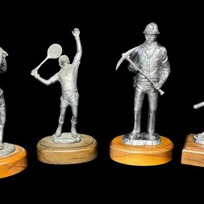 Sale Photo Thumbnail #353: NOS. Includes Peter Jr., Tennis Player “Wayne,” The American’s “Jason,” and Mitch. Total of four pieces. There is storage related wear, and some patina. Measurement of tallest: 10”H. [SR]