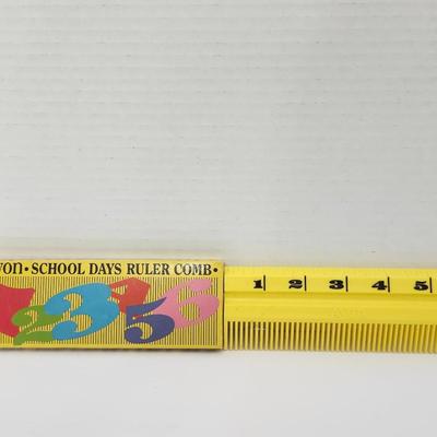 Avon School Days Ruler Comb Yellow Plastic Alphabet Back Vintage Avon Desk Comb With Original Box