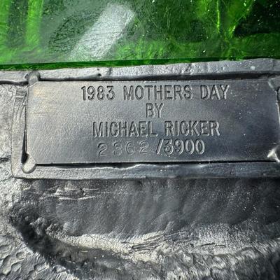 Sale Photo Thumbnail #371: NOS. From 1982, 1983(x2), and 1984.  Includes Midwestern Christmas, Mother’s Day, and more. Total of four plates. Each plate has a colored glass insert. The boxes have storage related wear. Measurement: 8” Diameter (each). [SR]