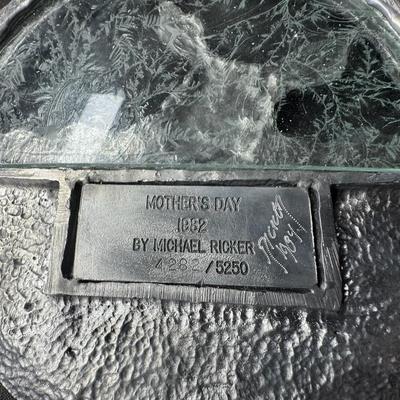 Sale Photo Thumbnail #369: NOS. From 1982, 1983(x2), and 1984.  Includes Midwestern Christmas, Mother’s Day, and more. Total of four plates. Each plate has a colored glass insert. The boxes have storage related wear. Measurement: 8” Diameter (each). [SR]