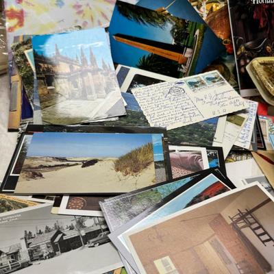 Sale Photo Thumbnail #29: Prohibito El Paso! Cook books, post cards, collection of unused vintage cat them Christmas cards, resin 1970 spoon holders with dried plants. Brochures, 1960's kids artwork. Classic wrapping paper sheets.1940s 1950s humorous cards, brochures.