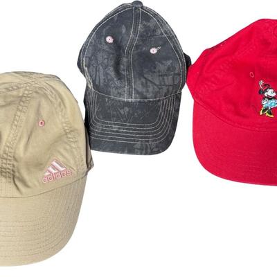 Sale Photo Thumbnail #421: Includes Dream Paris slippers, Atalina sandals, baseball caps, and more. Total of 11 pieces. Age related wear. The footware is ladies’ size 9. [RY]