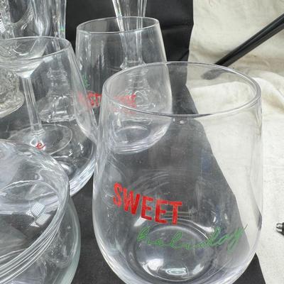 Sale Photo Thumbnail #67: Lenox wine glasses , Crystal candle holders, bud  vases, 3 holiday cups. Large cut crystal pitcher