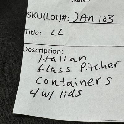 Sale Photo Thumbnail #85: High quality Italian glass with tight fitting lids ( 1 Missing)