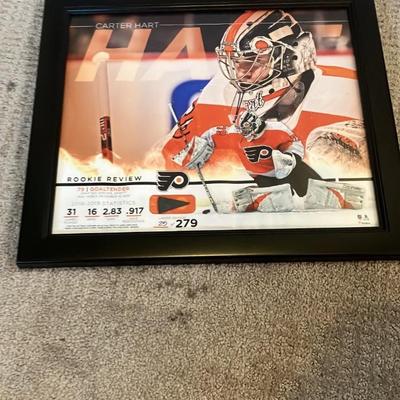 Carter Hart Flyers Rookie Review Framed Collectible - Game-Used Puck! Ltd Ed #25/279 w/ COA
