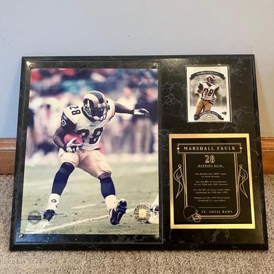 Marshall Faulk St. Louis Rams Steiner Sports Framed Photo Plaque - MVP Era, HOF Running Back w/ Stats & Hologram