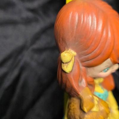 Vintage 1970s Ceramic Girl with Dog Figurine – Hand-Painted Mod Era Decorative Collectible