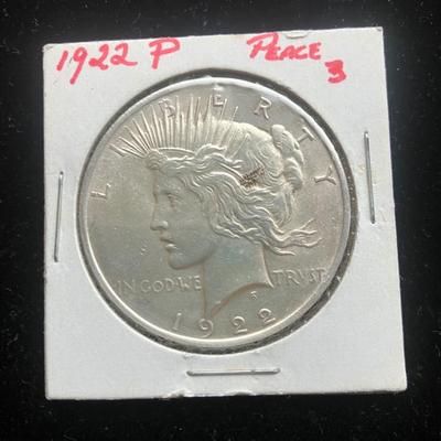 1922 Philadelphia Mint Peace Silver Dollar – Excellent Brilliant Uncirculated (BU) Condition in Protective Holder (Low Relief Type)
