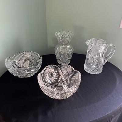 Cut Glass Serving Ware and Vase (LR-BC)