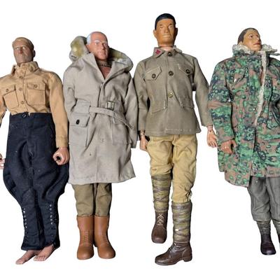 Sale Photo Thumbnail #451: Includes four action figures by unknown makers. All are 1/6 scale. There is age related wear, and they have been in a smoky environment. [JS]