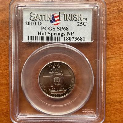 2010-D Hot Springs National Park Quarter – Satin Finish – PCGS SP68 – Gorgeous Gem from the Special 2010 Mint Set