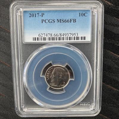 2017-P Roosevelt Dime PCGS MS66FB – Full Bands – Gem Uncirculated with Razor-Sharp Torch Details