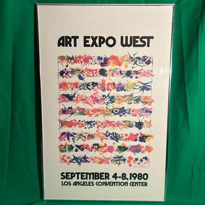 Sale Photo Thumbnail #78: Poster advertising Art Expo West held at the Los Angeles Convention Center from September 4-8, 1980. Features a colorful abstract design with text in bold black lettering. The poster is framed, ensuring preservation and display-ready condition.