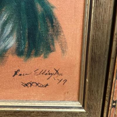 Vintage 1979 Oil Portrait of Native American Elder by Bev Ellington - Framed 21.5" x 17.5" Origin