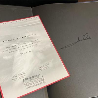 Rare Signed Mario Andretti Limited Ed. Book #586/2500 + Inscribed Paperback Set