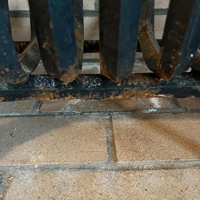 Cast Iron Fireplace Grate With Brass Finials on Andirons (LR-BC)