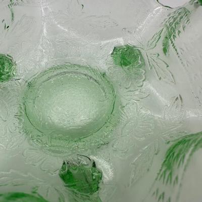 Pair of Uranium Glass Footed Ruffled Bowls