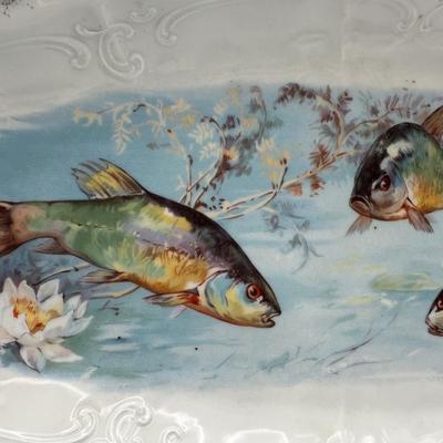 Vintage Victoria Carlsbad Austrian Porcelain Fish Plates & Platter