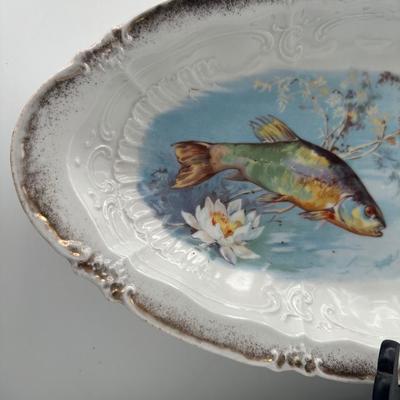 Vintage Victoria Carlsbad Austrian Porcelain Fish Plates & Platter