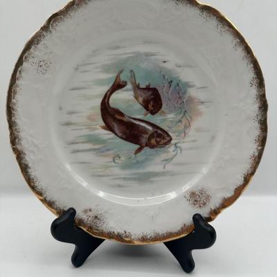 Vintage Victoria Carlsbad Austrian Porcelain Fish Plates & Platter