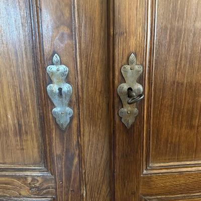 Vintage Solid Wood Two-Door Cabinet with Iron Hardware