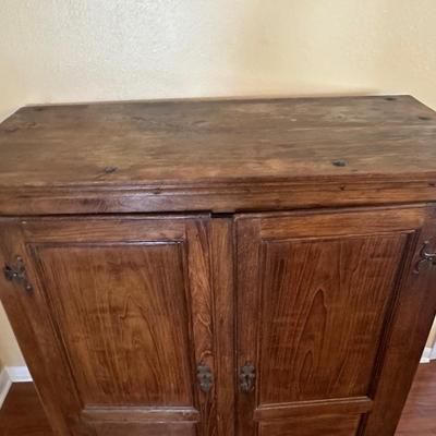 Vintage Solid Wood Two-Door Cabinet with Iron Hardware