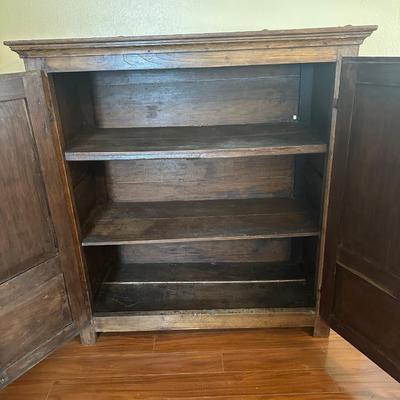 Vintage Solid Wood Two-Door Cabinet with Iron Hardware