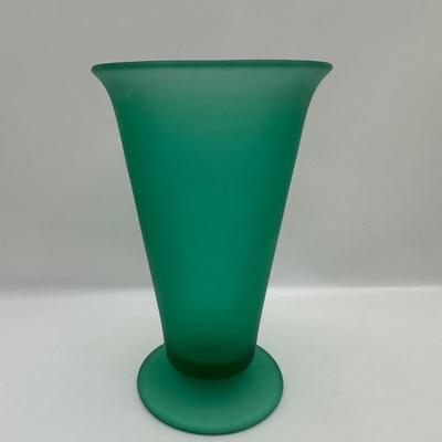 Uranium Glass Green Frosted Vase